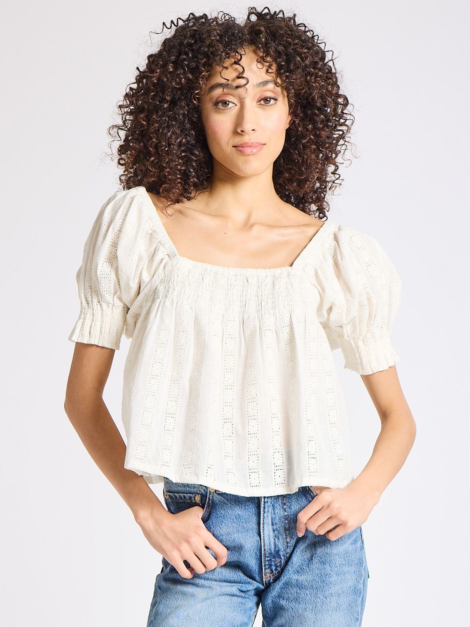 MILLE Clothing Caro Top in Ivory Eyelet