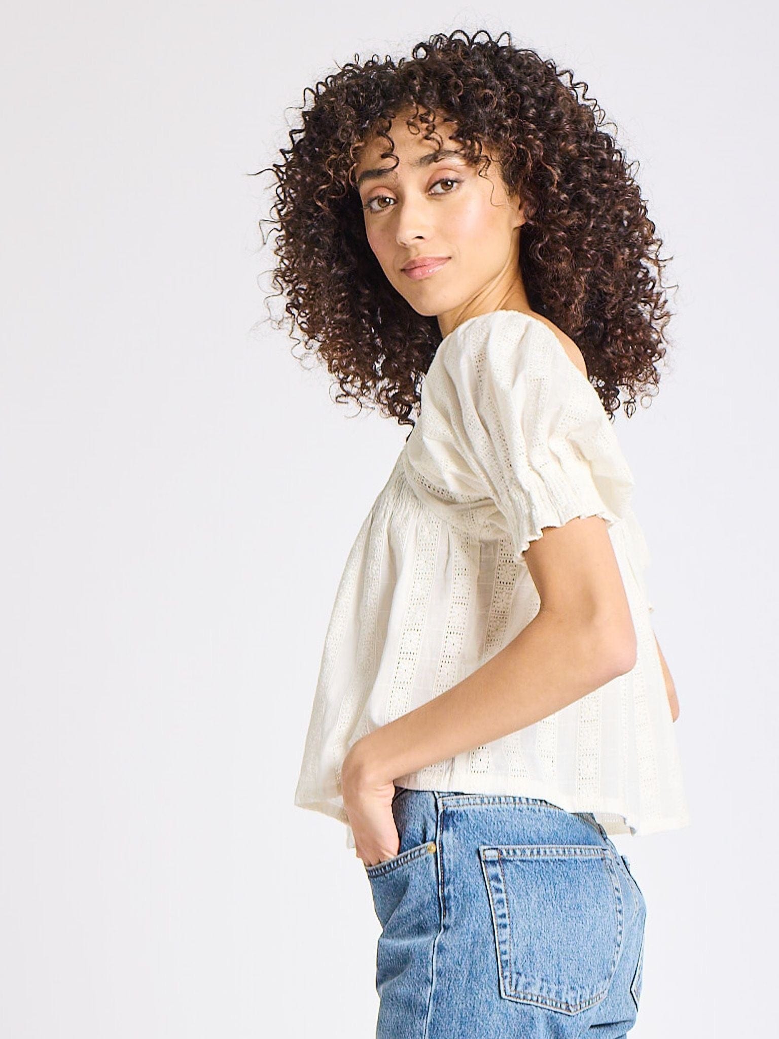 MILLE Clothing Caro Top in Ivory Eyelet