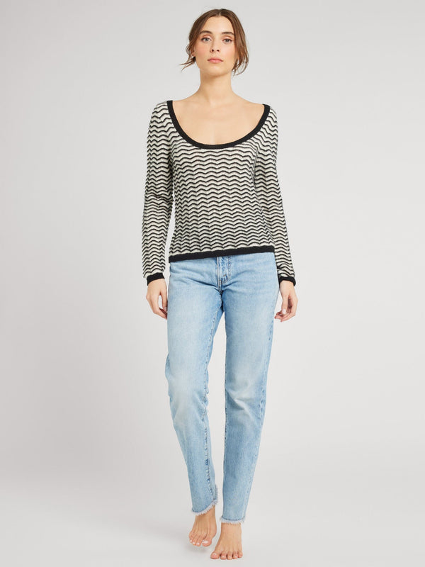 Catalina Pullover in Black & Ivory — view 5