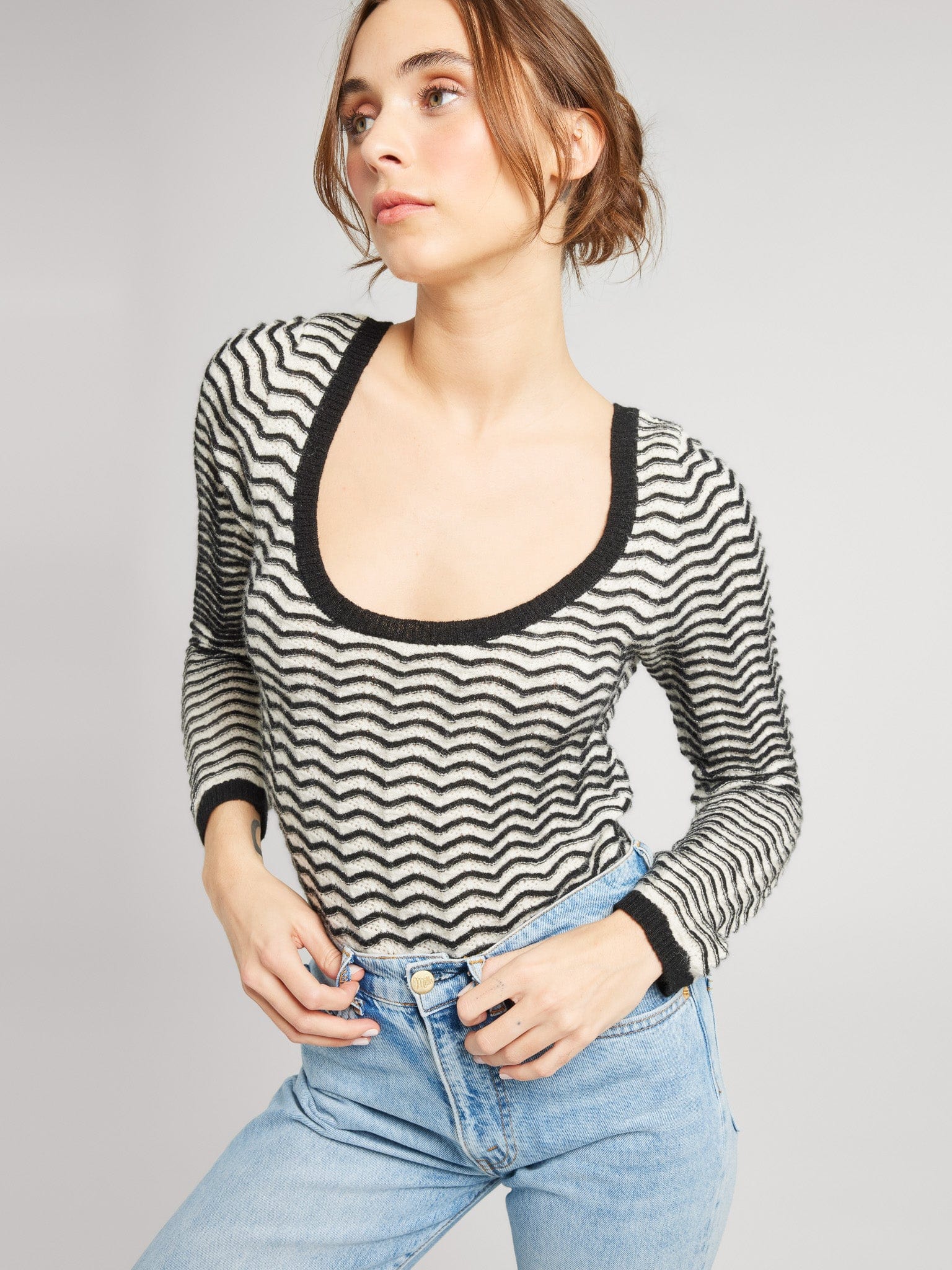 MILLE Clothing Catalina Pullover in Black & Ivory