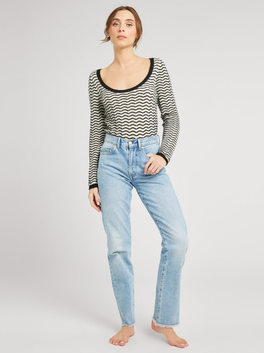 Catalina Pullover in Black & Ivory — alternate view