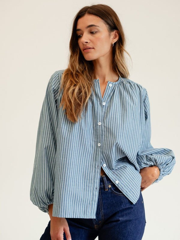 Cecily Top in Forest Stripe — view 1