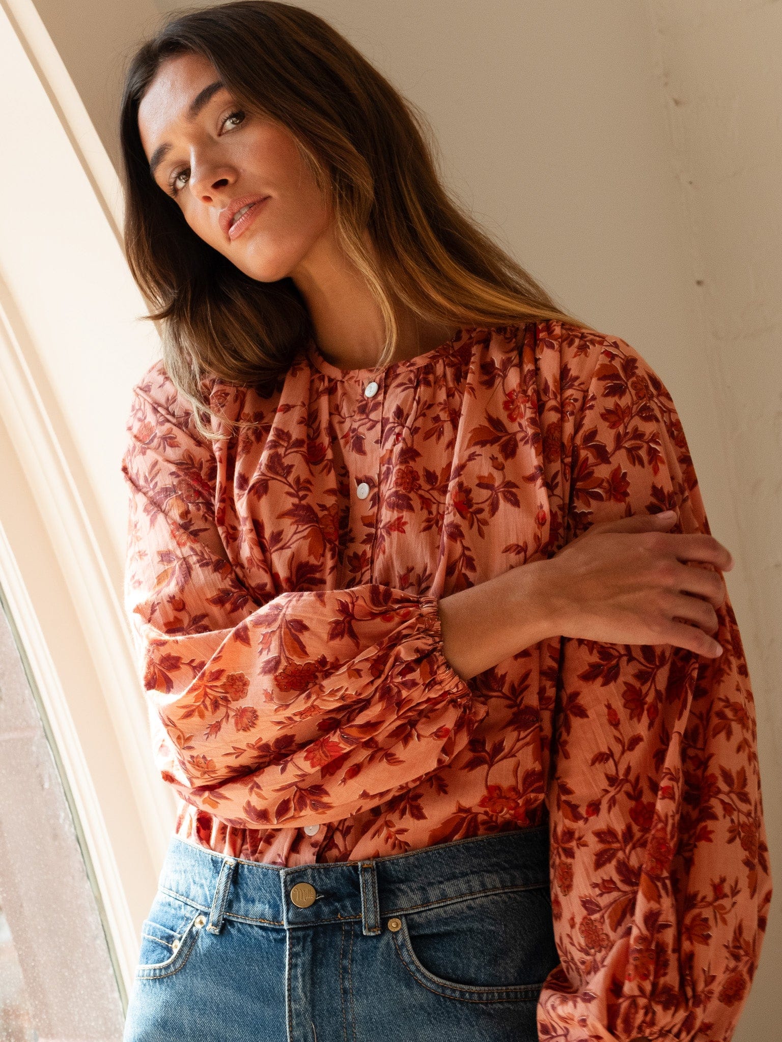 MILLE Clothing Cecily Top in Peach Montmartre