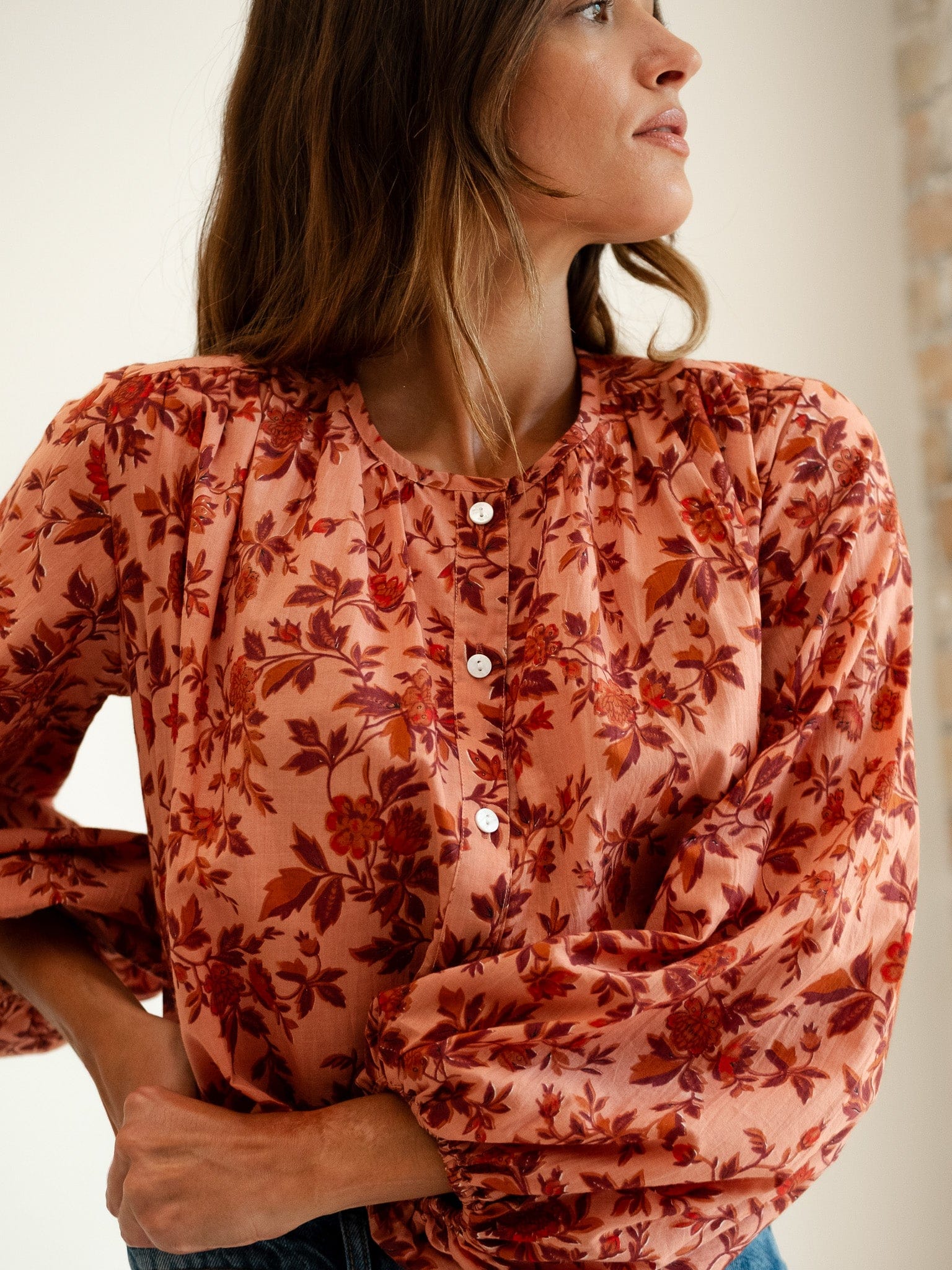 MILLE Clothing Cecily Top in Peach Montmartre