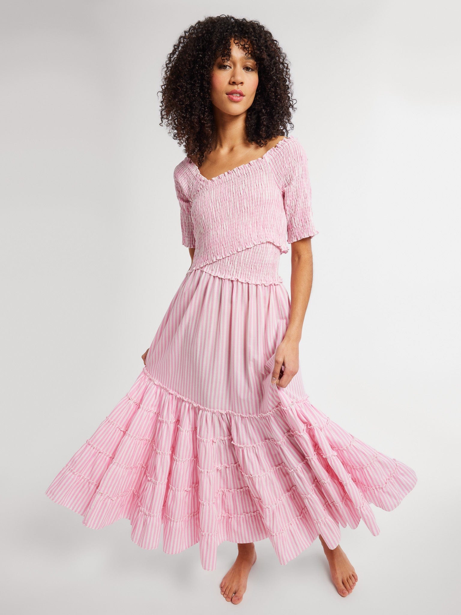 MILLE Clothing Celia Dress in Bubblegum Stripe