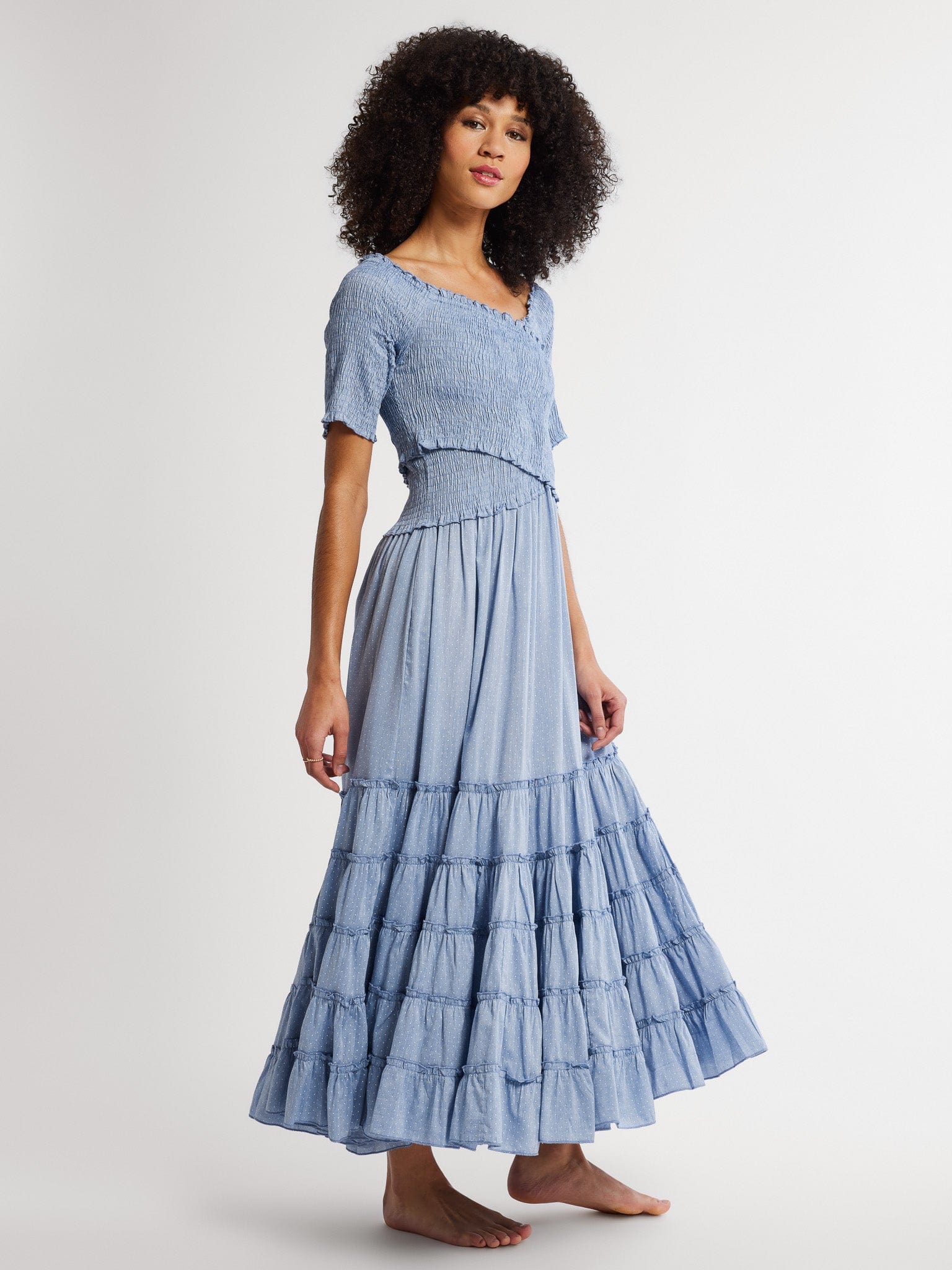 Mille Celia Dress in Chambray Polka Dot XXS Mille Celia Dress in Chambray Polka Dot XXS