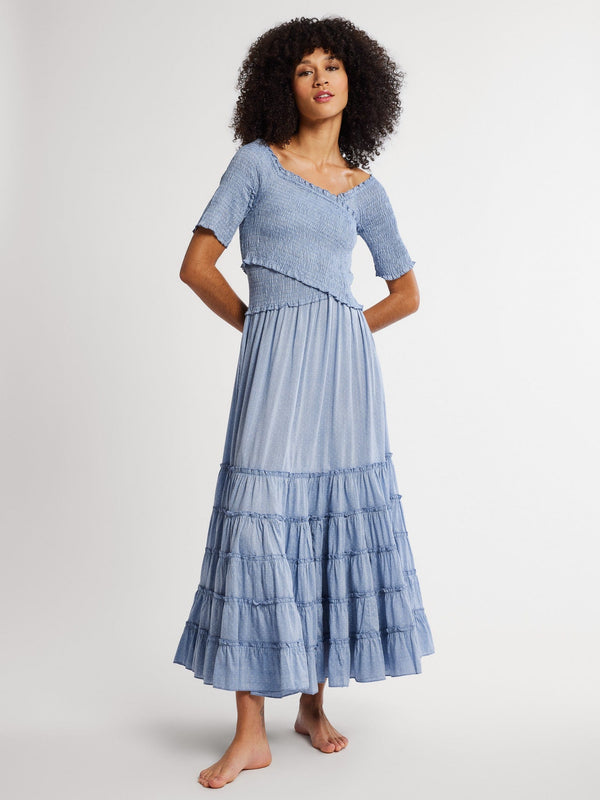 Celia Dress in Chambray Polka Dot — view 1