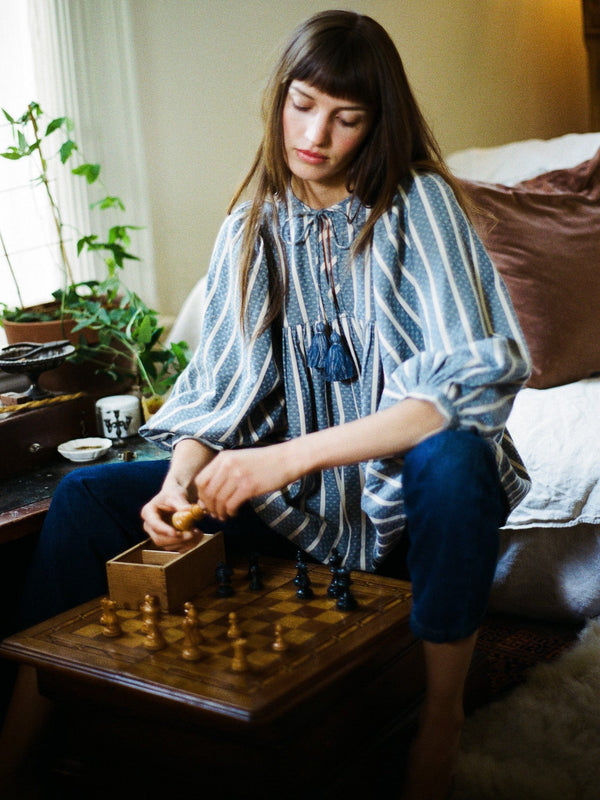 Charlie Top in Chambray Stripe — view 2