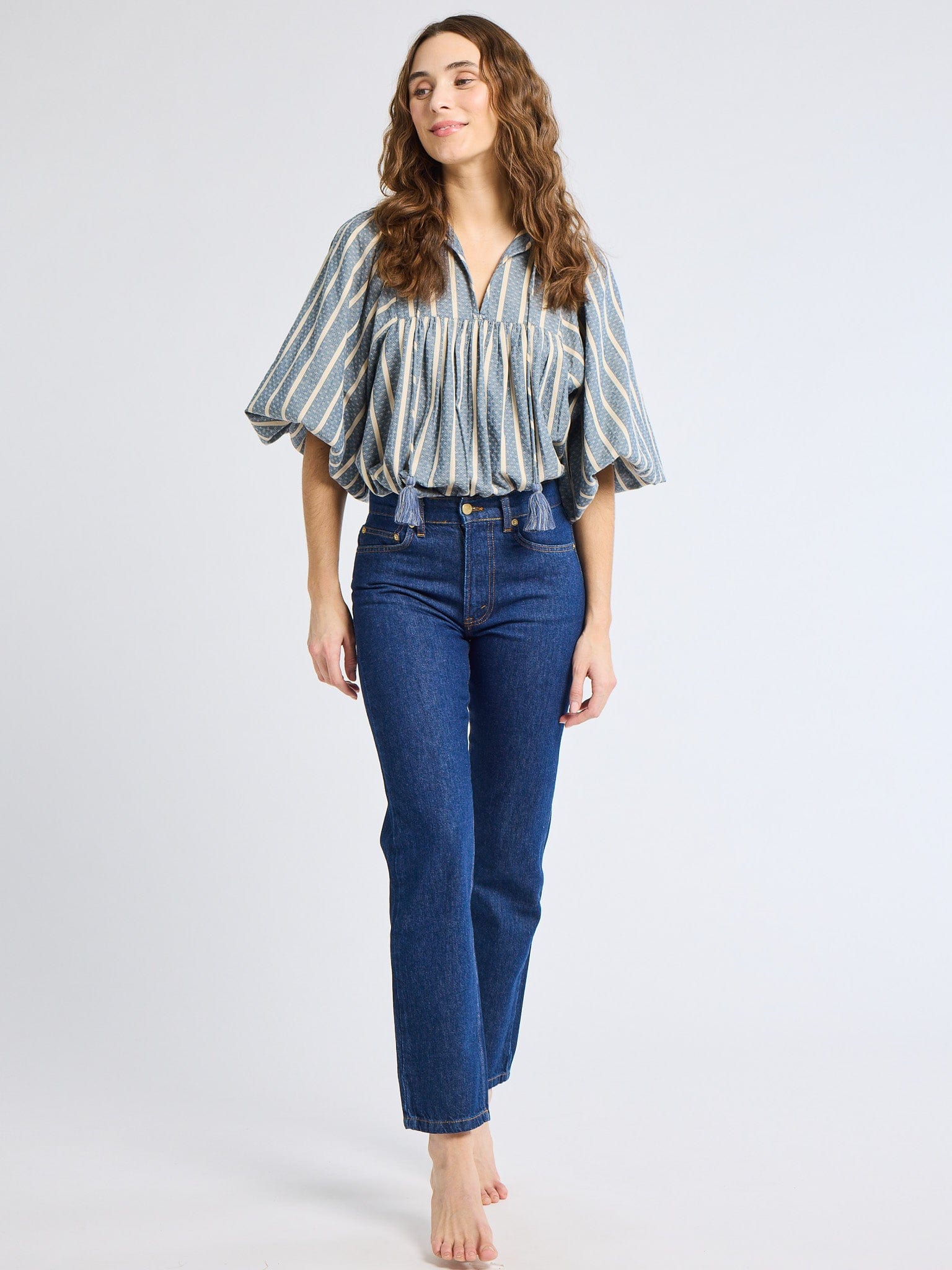 MILLE Clothing Charlie Top in Chambray Stripe