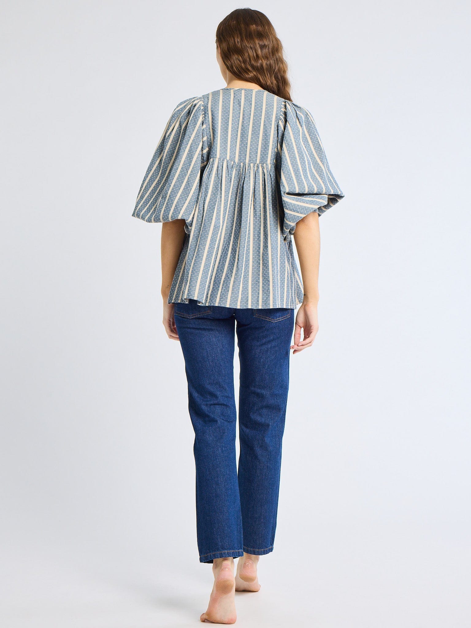 MILLE Clothing Charlie Top in Chambray Stripe