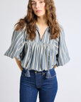 MILLE Clothing Charlie Top in Chambray Stripe