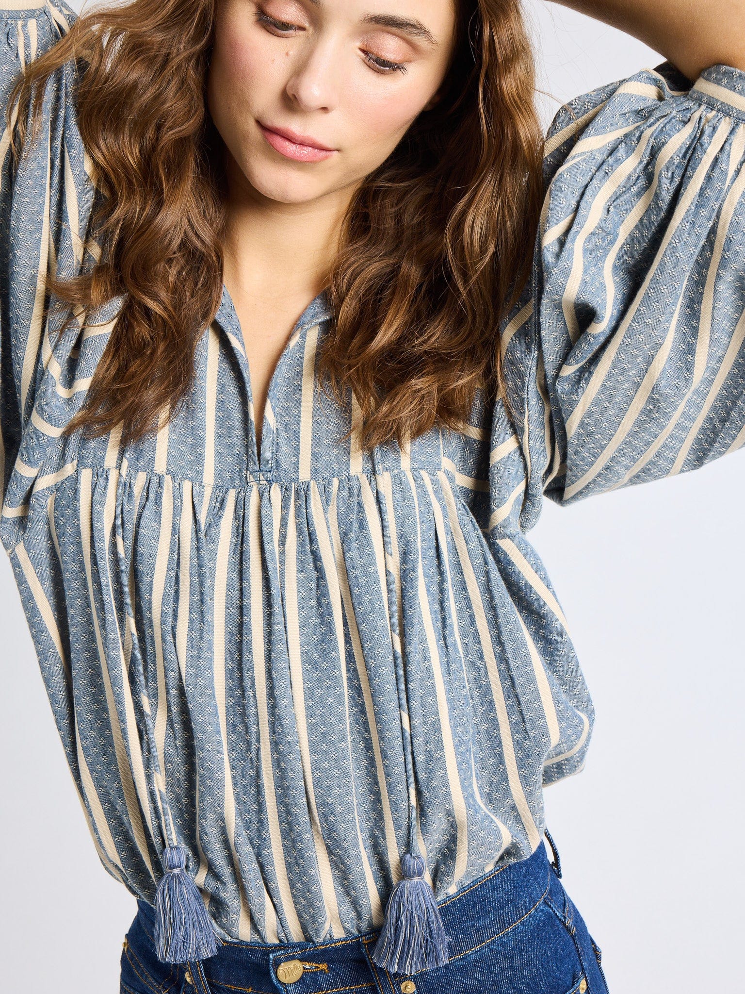 MILLE Clothing Charlie Top in Chambray Stripe