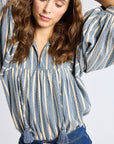 MILLE Clothing Charlie Top in Chambray Stripe