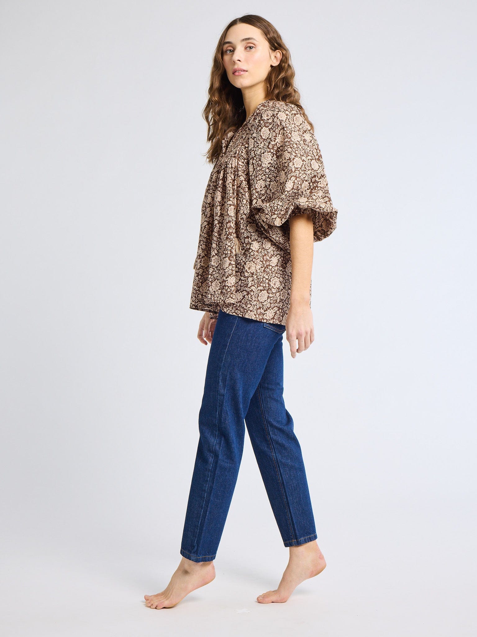 MILLE Clothing Charlie Top in Cocoa Floral