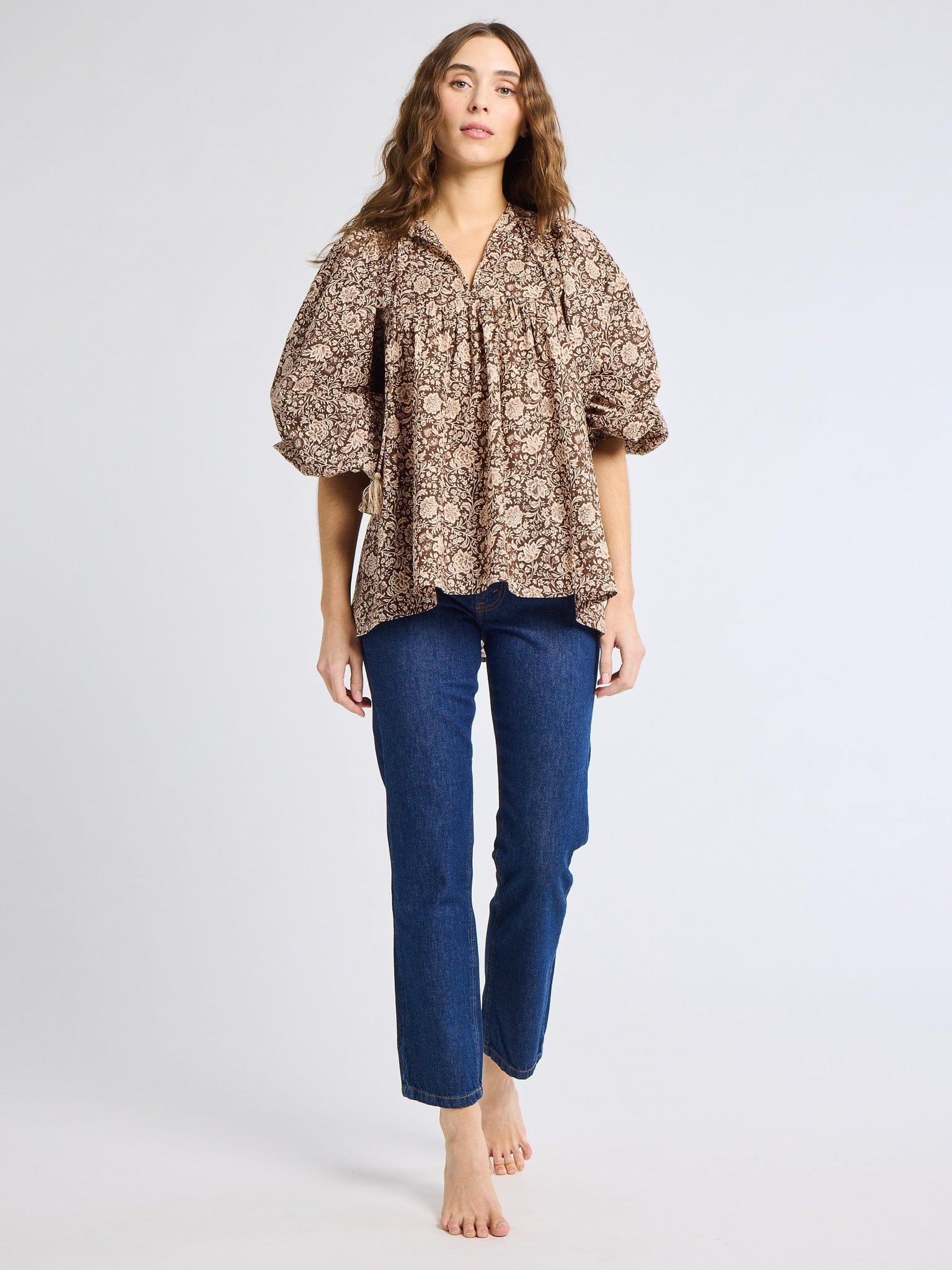 MILLE Clothing Charlie Top in Cocoa Floral