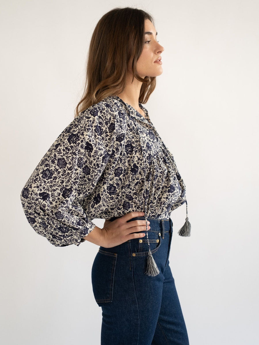 Charlie Top in Indigo Floral — alternate view