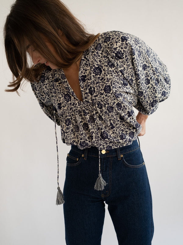 Charlie Top in Indigo Floral — view 1