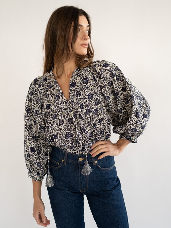 Charlie Top in Indigo Floral — view 3
