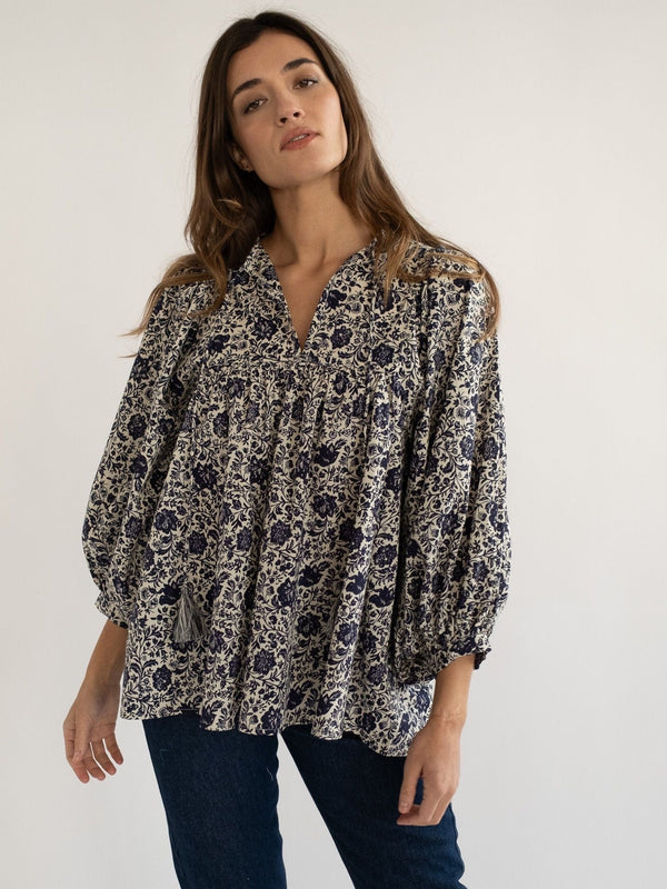 Charlie Top in Indigo Floral — view 9