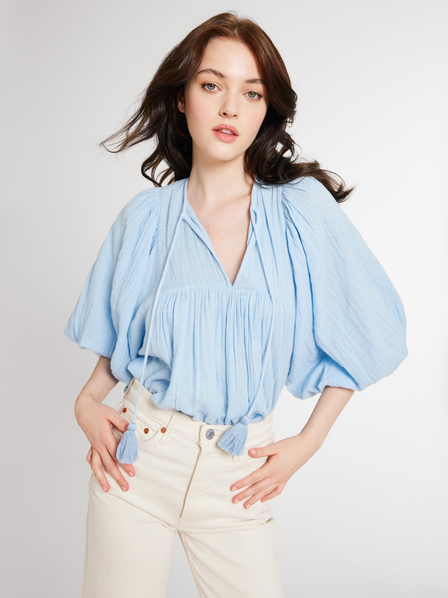 MILLE Clothing Charlie Top in Riviera Double Gauze