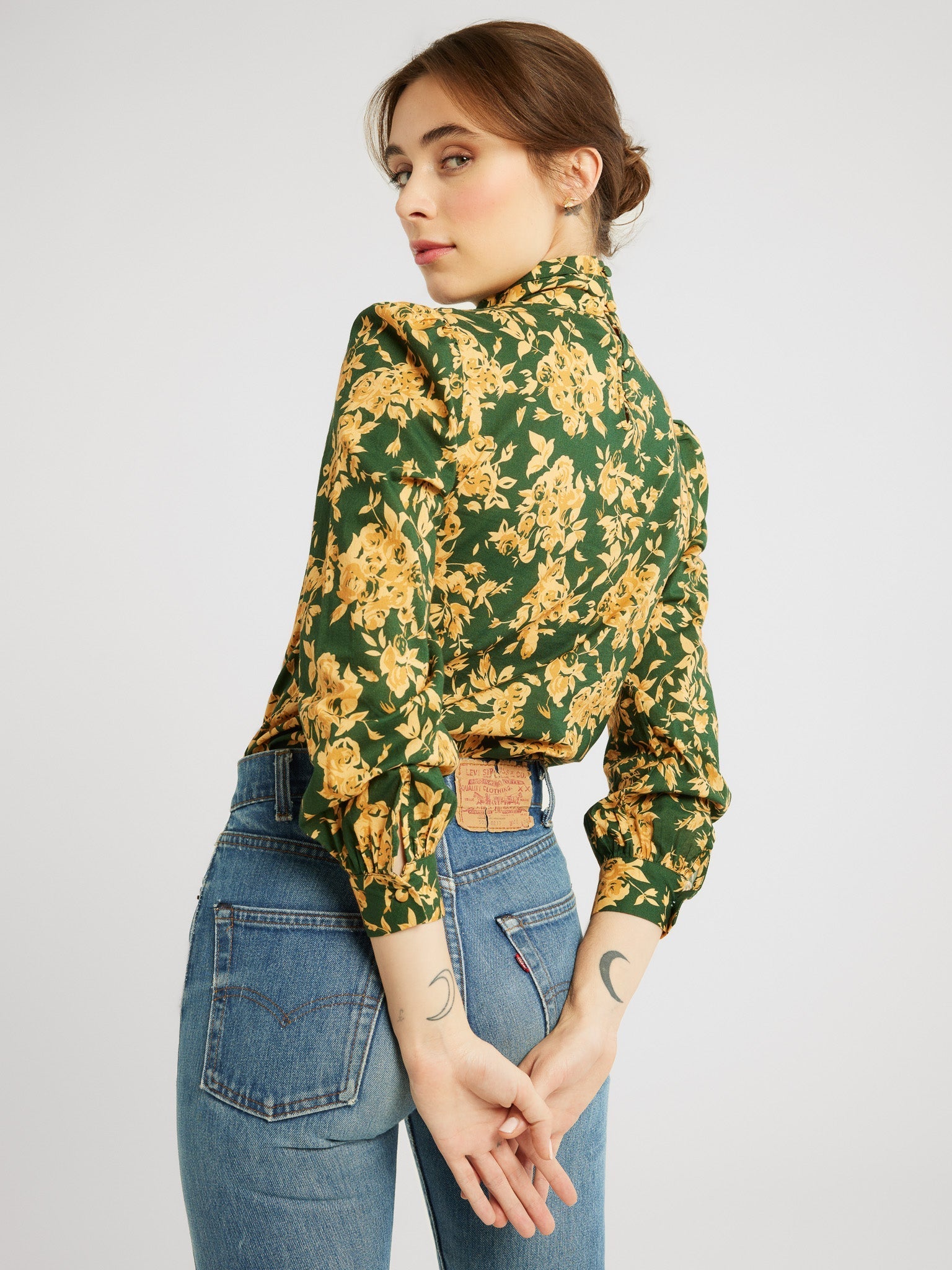 MILLE Clothing Charlotte Top in Emerald Bouquet