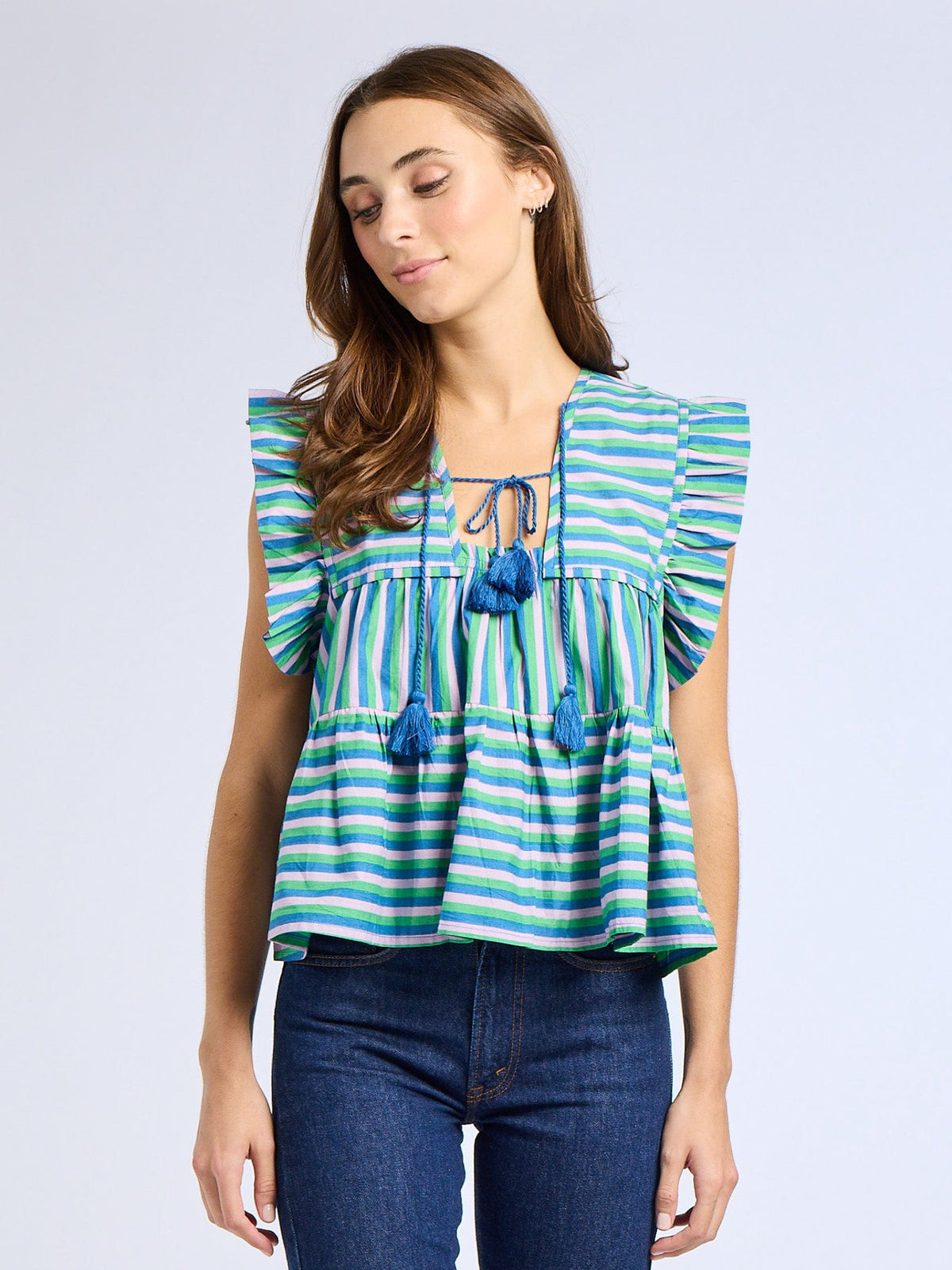 Chelsea Top in Printemps Stripe — The cut
