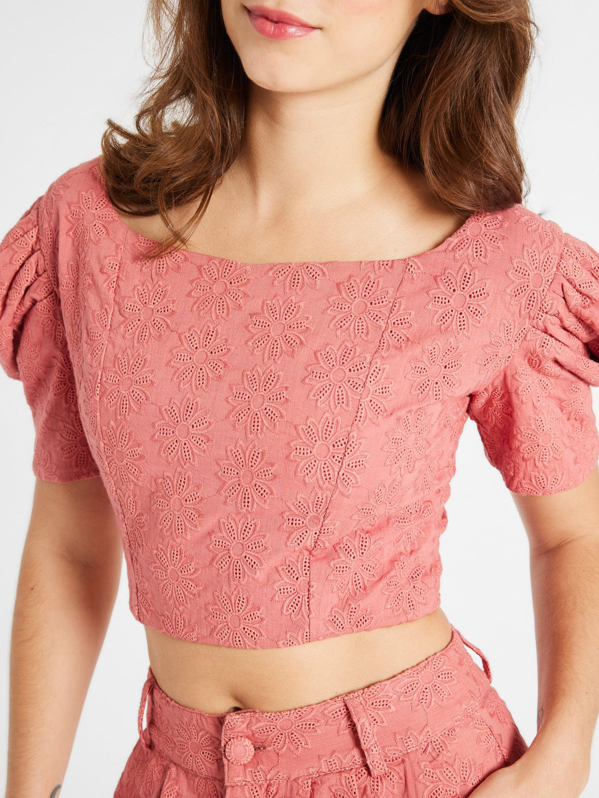 Coco Top in Rosewood Eyelet — The eyelet