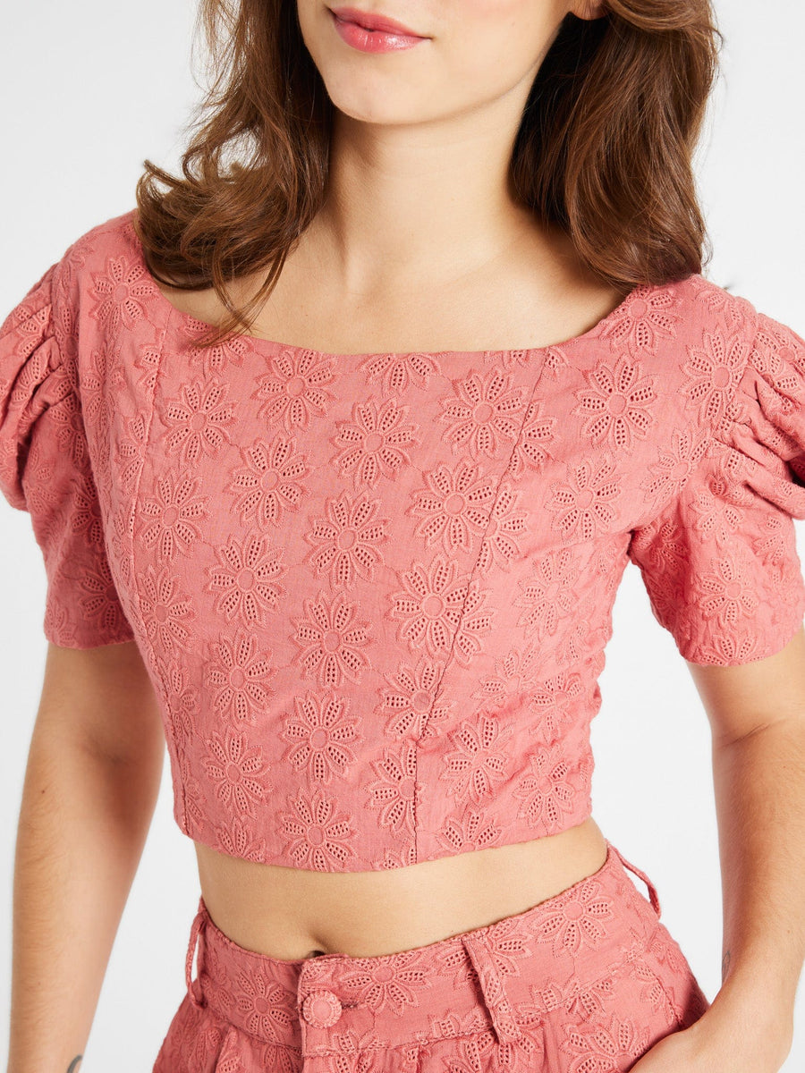 Coco Top in Rosewood Eyelet — alternate view