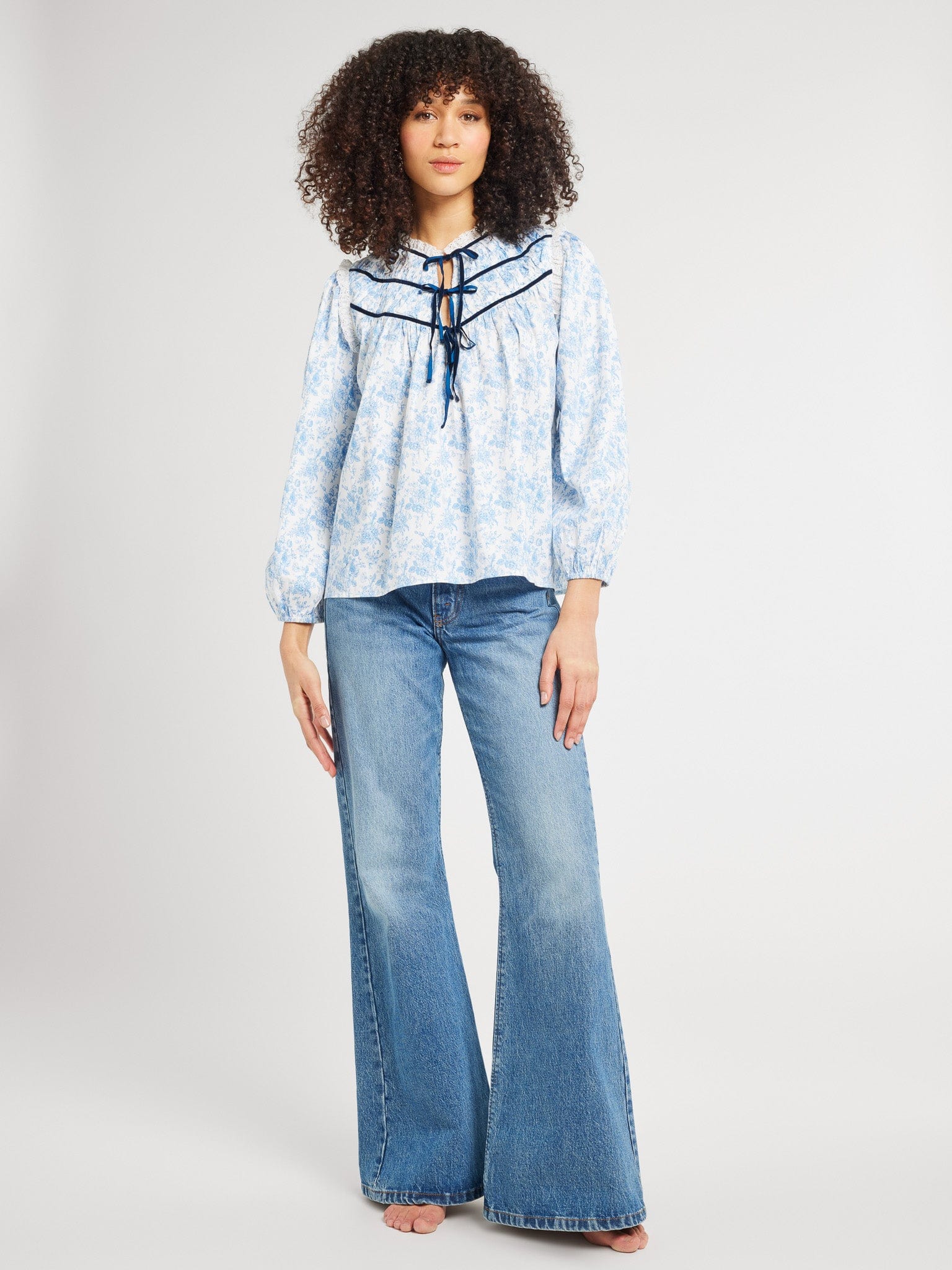 MILLE Clothing Colette Top in Blue Rose