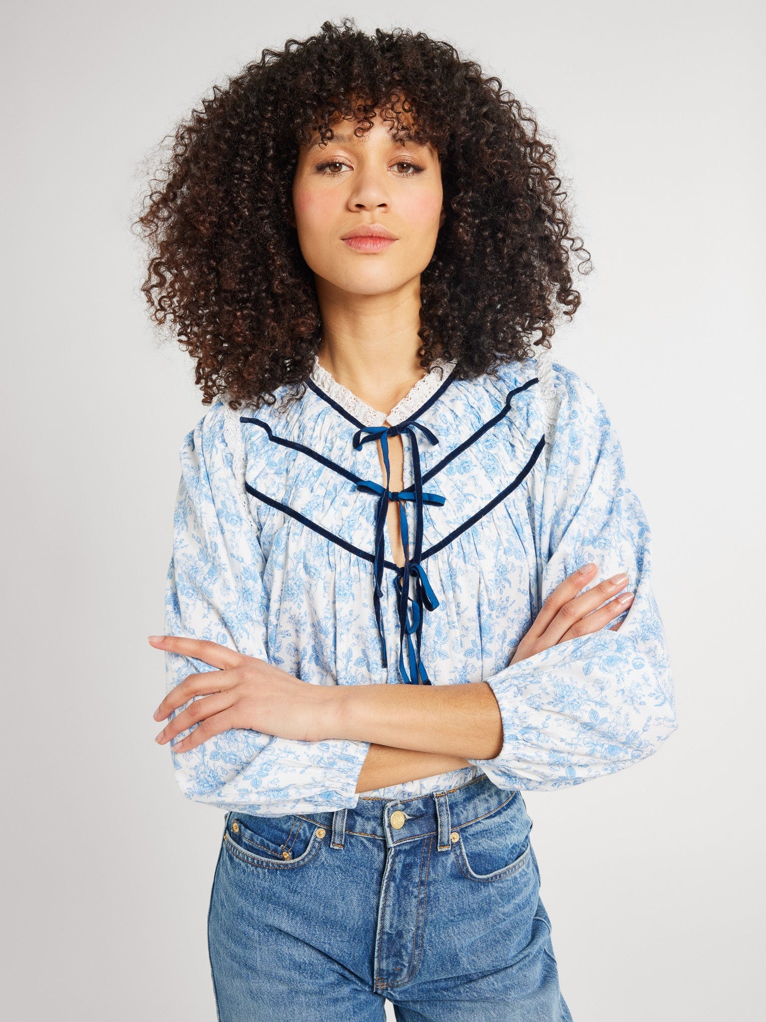 MILLE Clothing Colette Top in Blue Rose