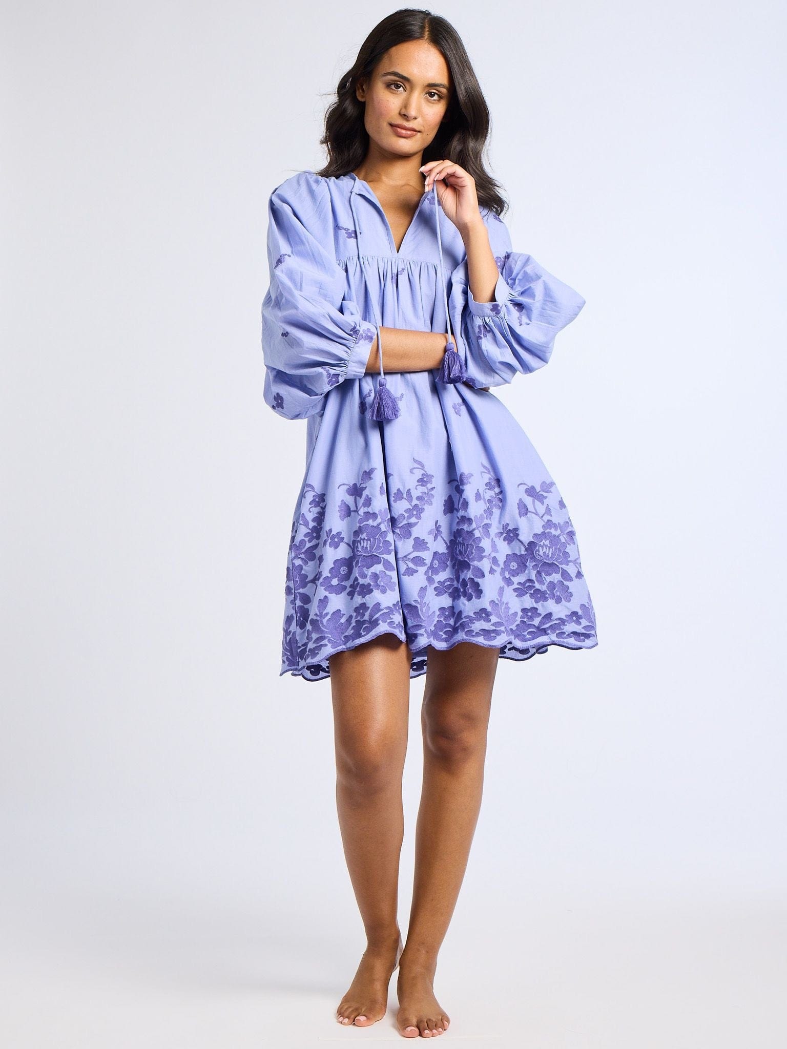 MILLE Clothing Daisy Dress in Periwinkle Embroidery