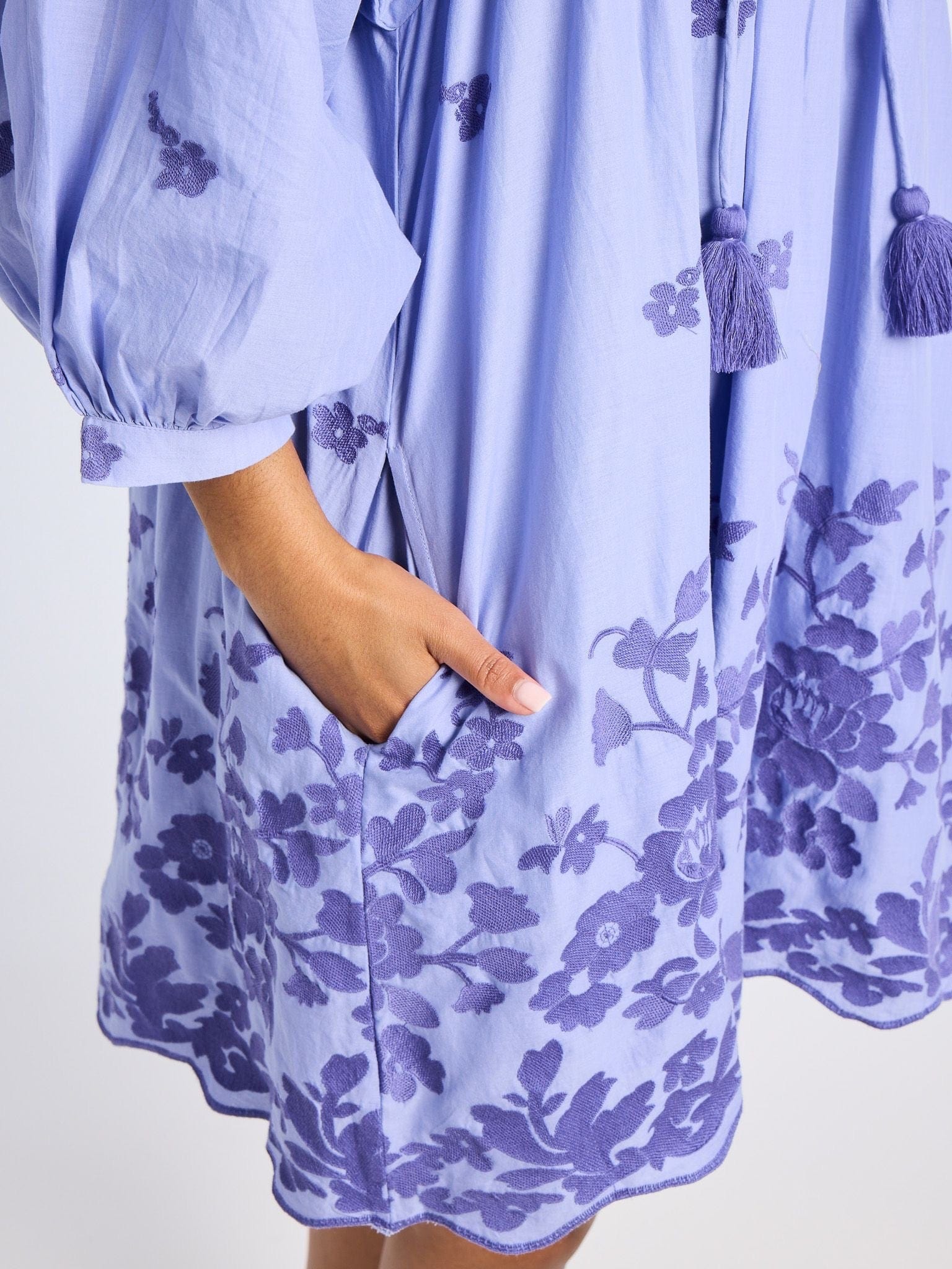 MILLE Clothing Daisy Dress in Periwinkle Embroidery