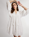 MILLE Clothing Daisy Dress in White Petal Embroidery