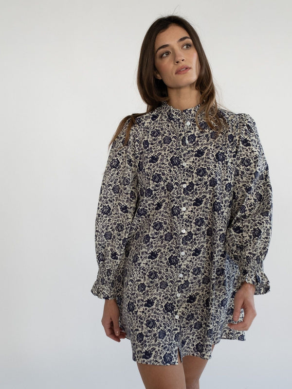 Dakota Dress in Indigo Floral — view 3
