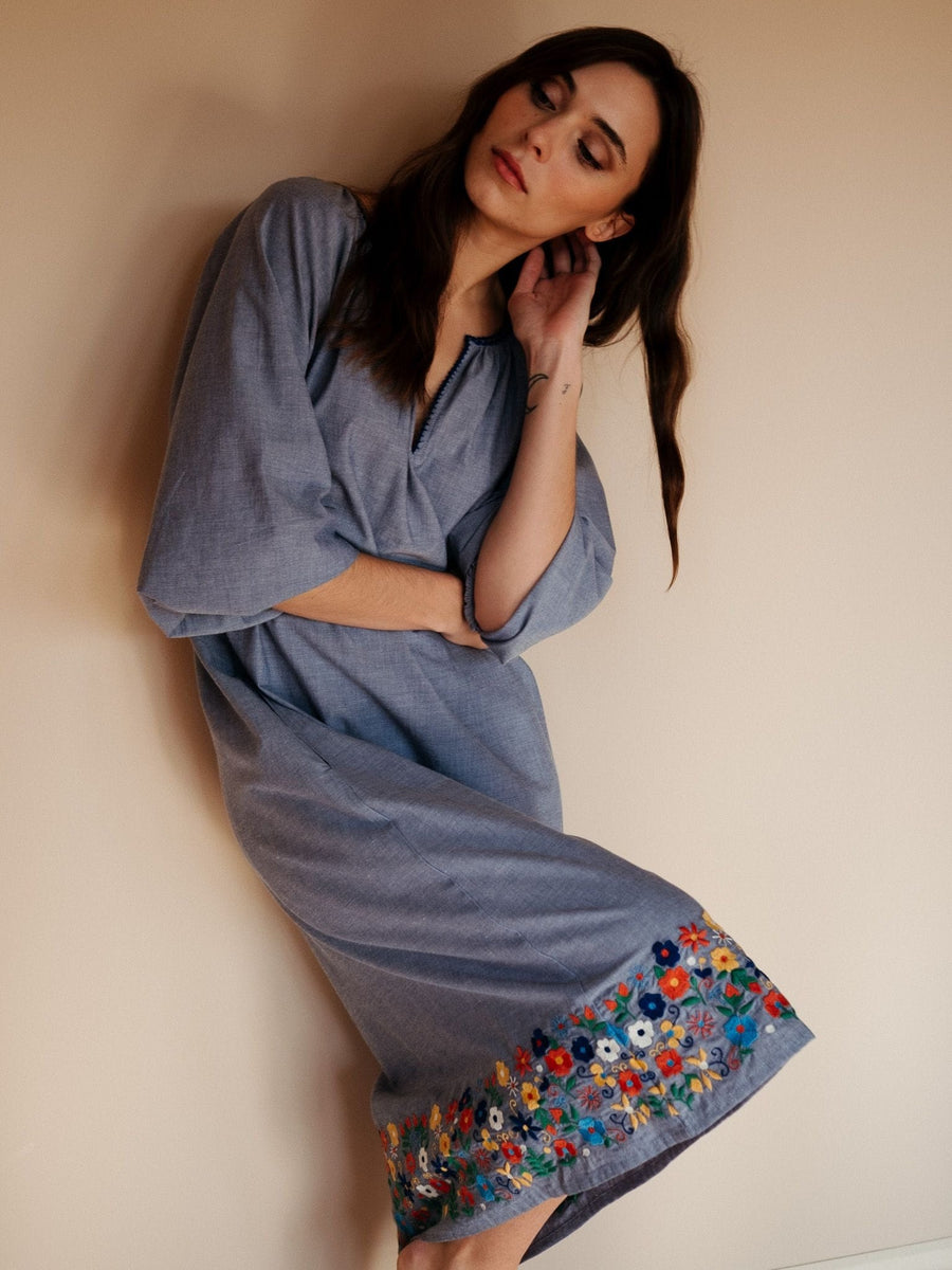 Delta Dress in Garden Embroidery — alternate view