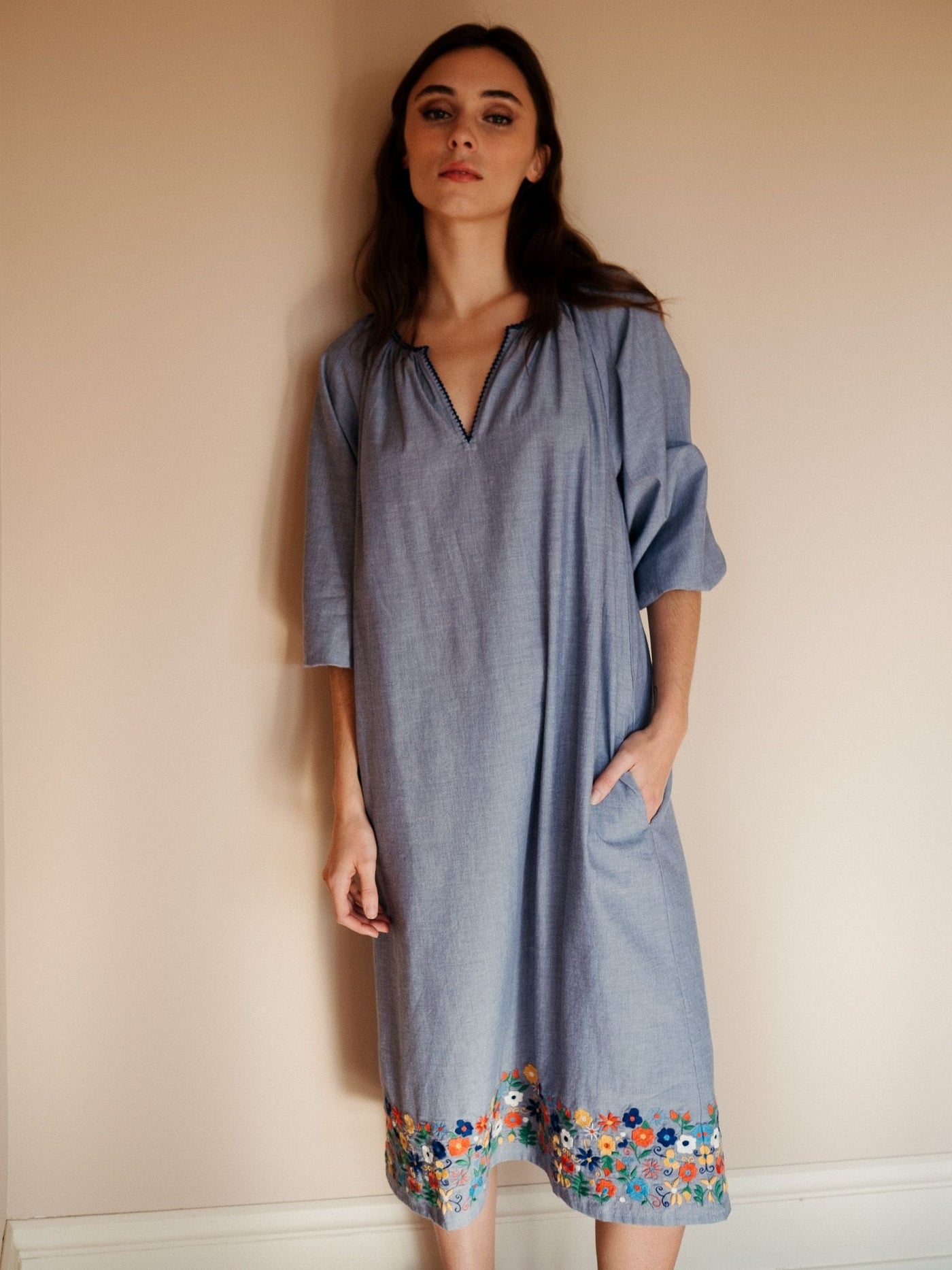 MILLE Clothing Delta Dress in Garden Embroidery