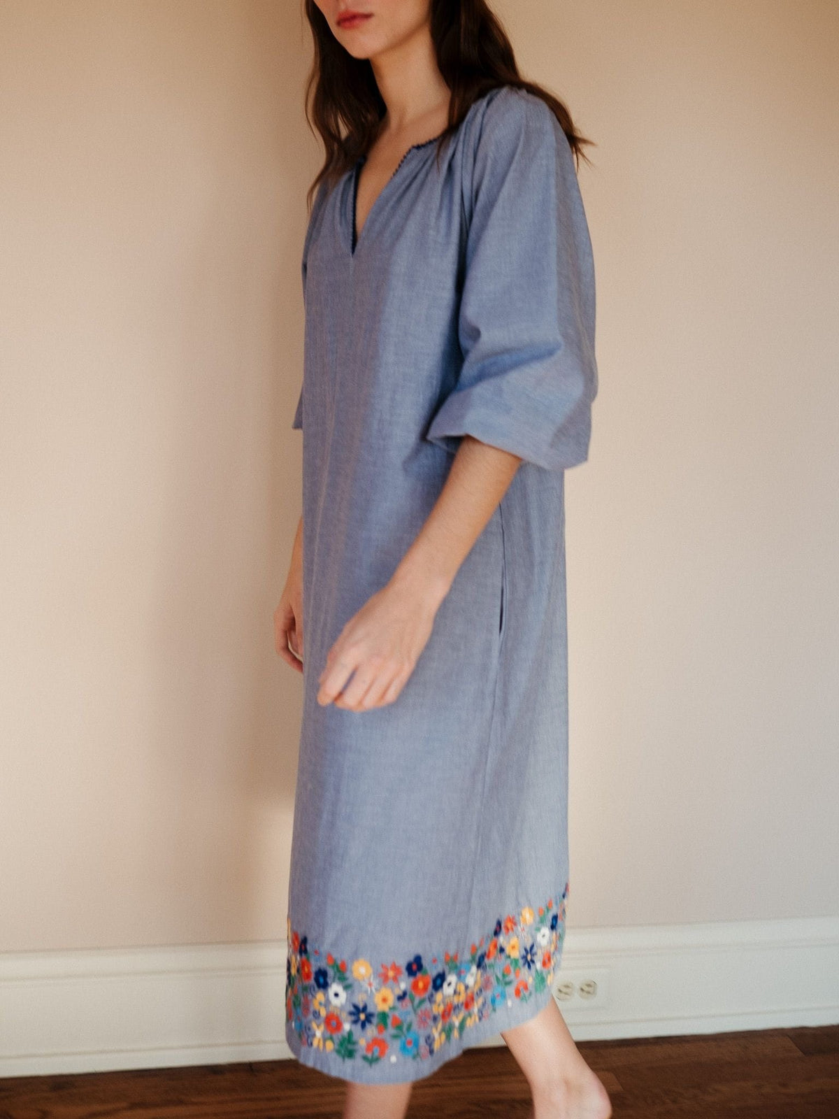 Delta Dress in Garden Embroidery — The cut
