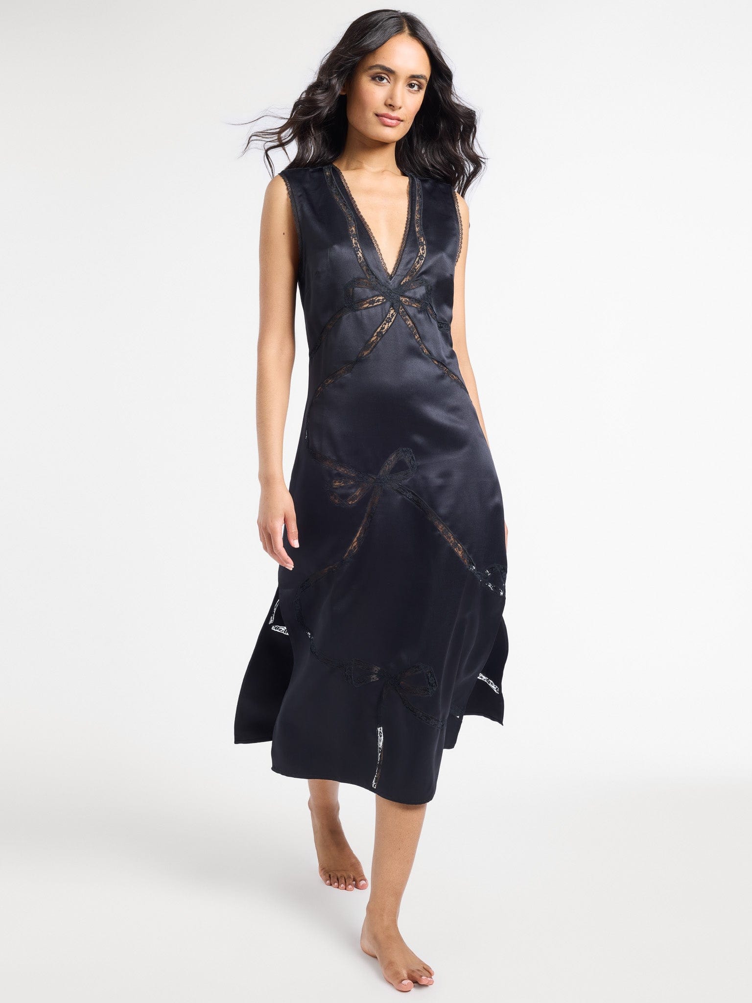 MILLE Clothing Devon Dress in Black Satin