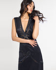 MILLE Clothing Devon Dress in Black Satin