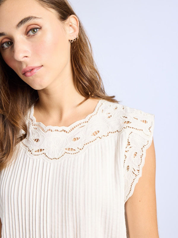 Dott Dress in White Embroidered Linen — view 6