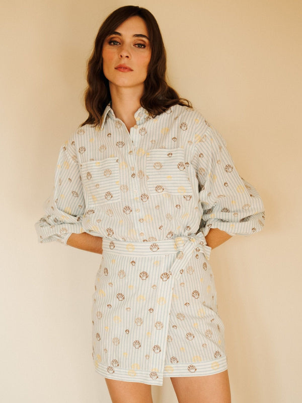 Dove Skirt in Seashell Embroidery — view 1