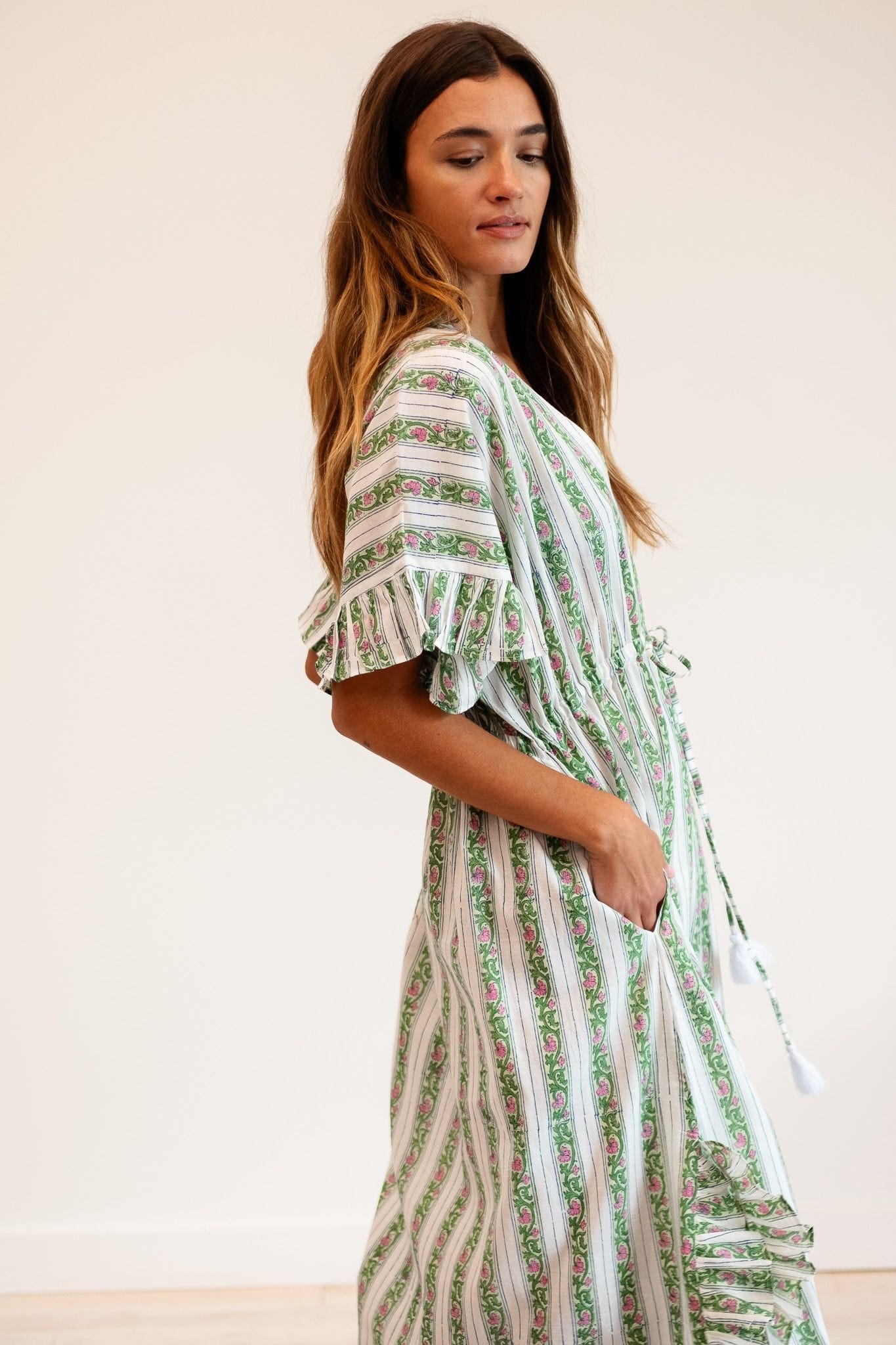 MILLE Clothing Eden Caftan in Sweet Pea Stripe