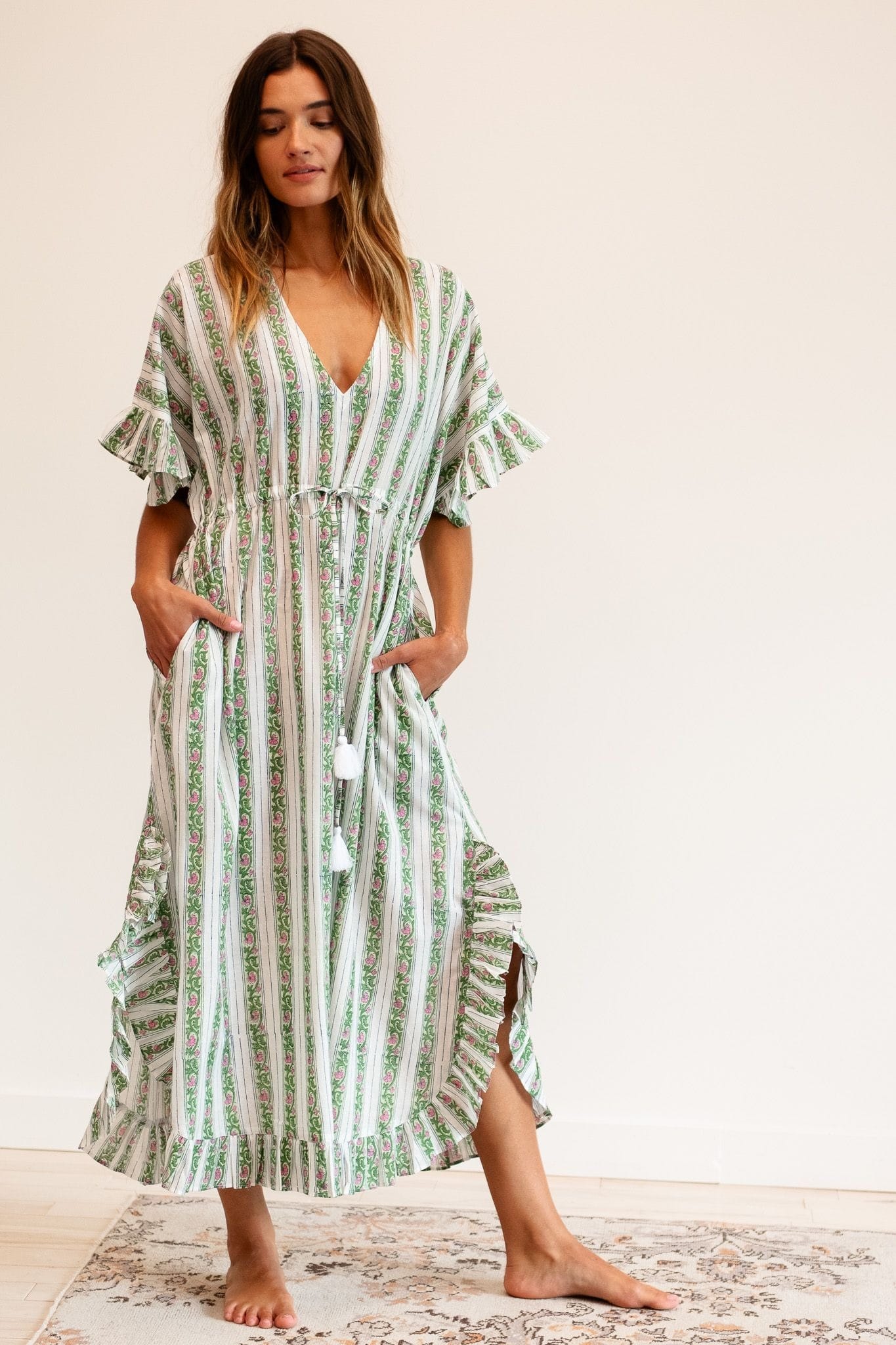 MILLE Clothing Eden Caftan in Sweet Pea Stripe