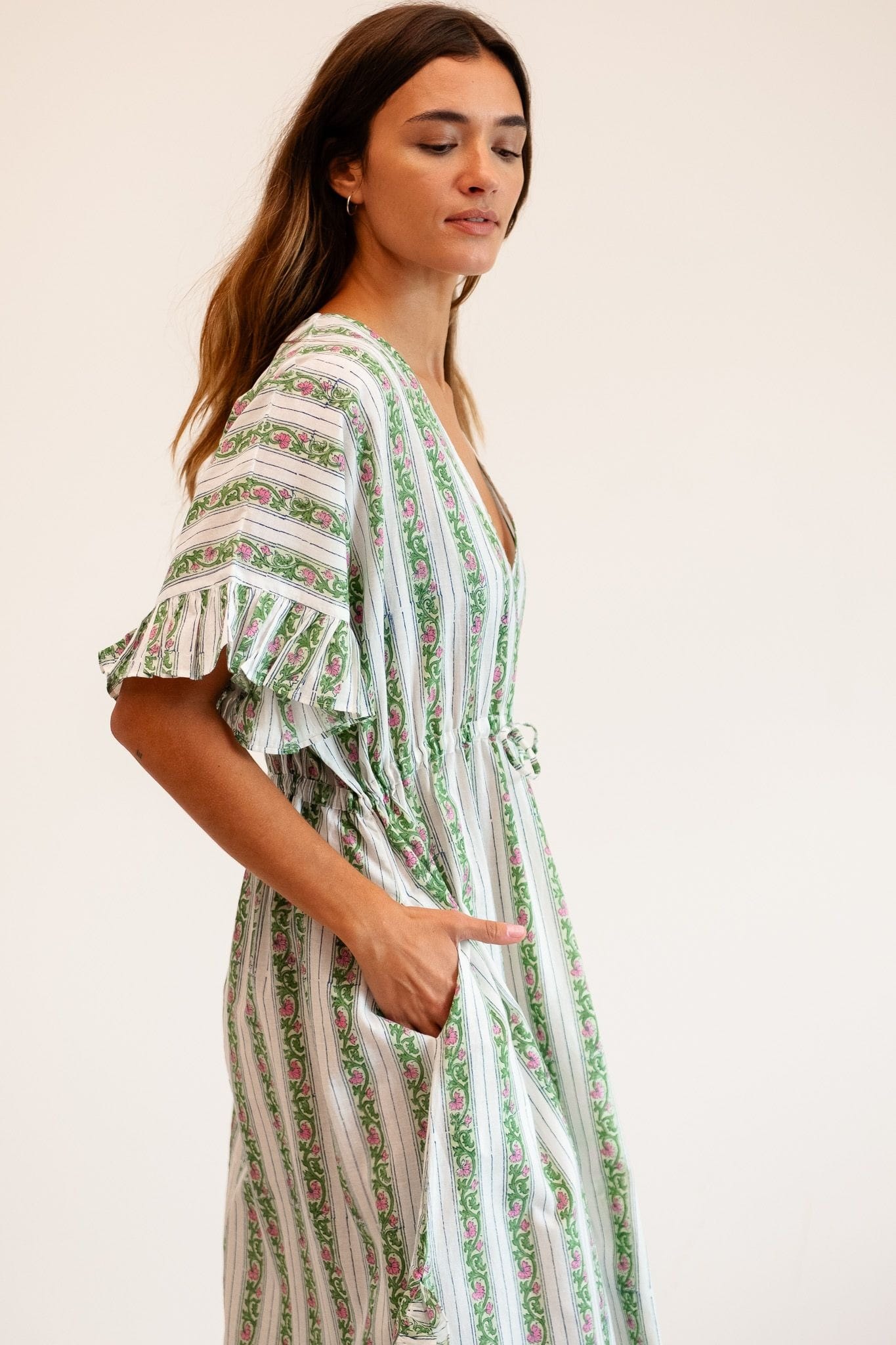 MILLE Clothing Eden Caftan in Sweet Pea Stripe