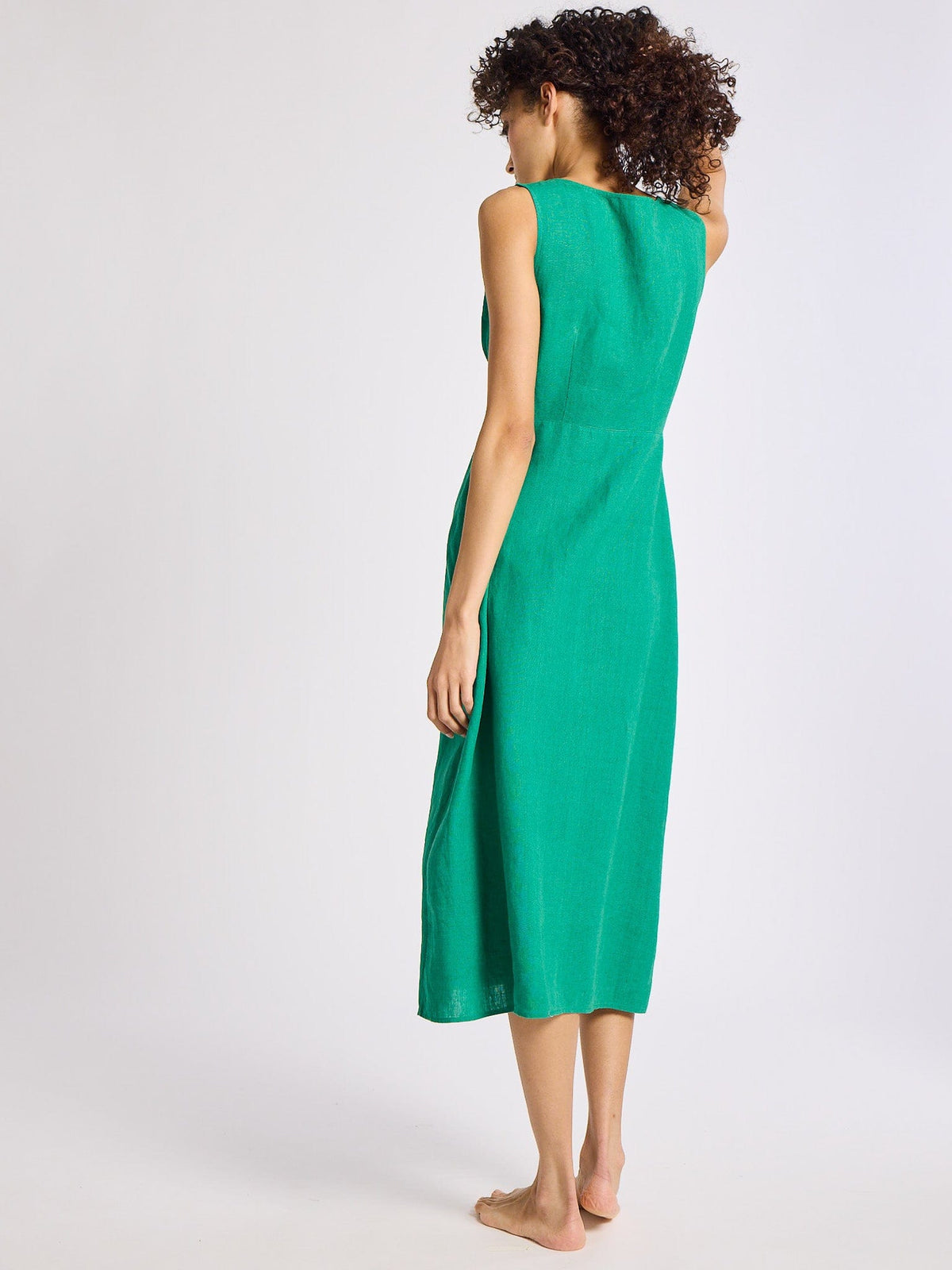 MILLE Effie Sleeveless Linen Midi Dress in Jade Linen at Nordstrom, Size Small