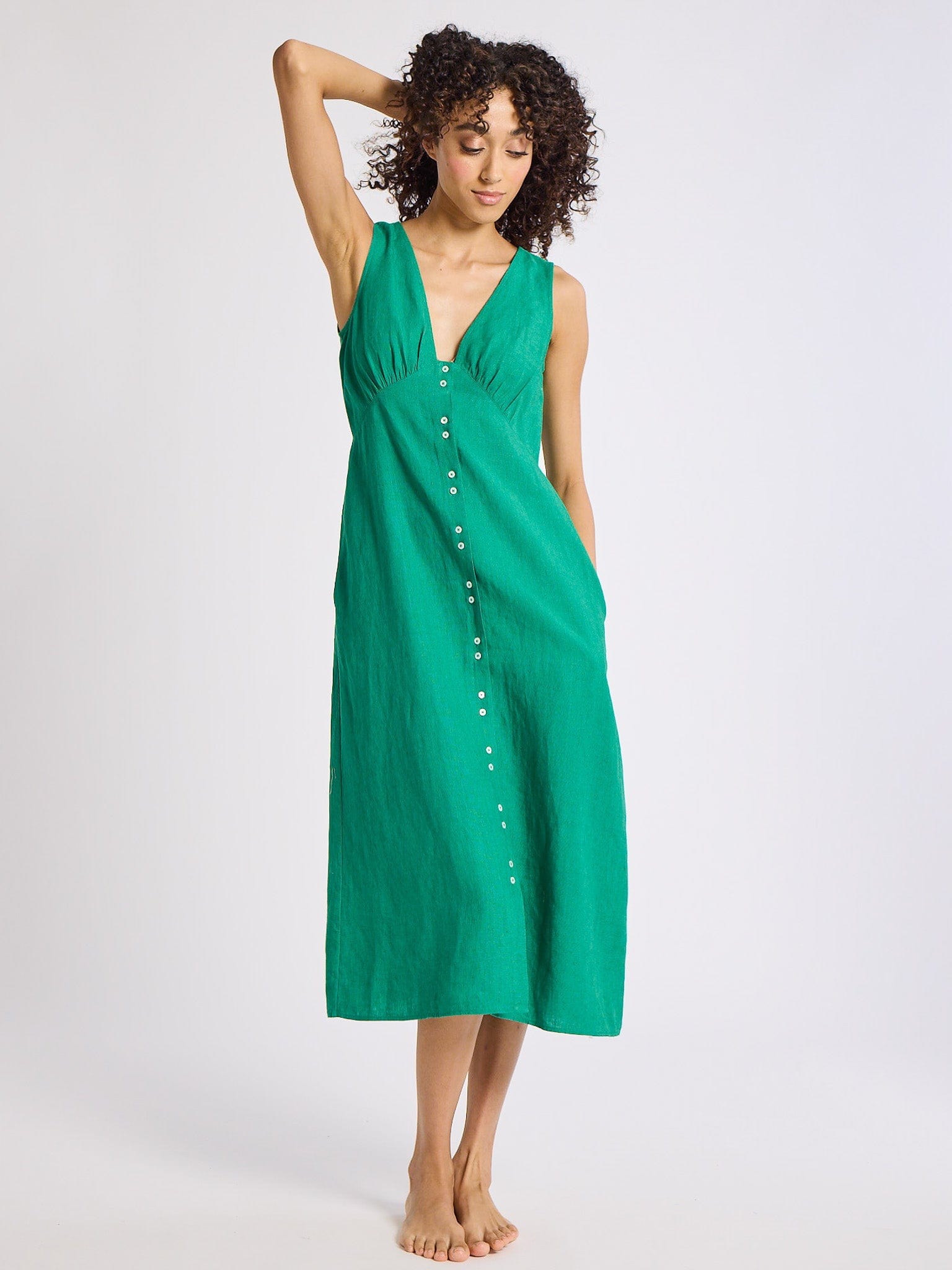 MILLE Clothing Effie Dress in Jade Linen