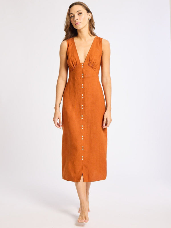 Effie Dress in Sepia Linen — view 7