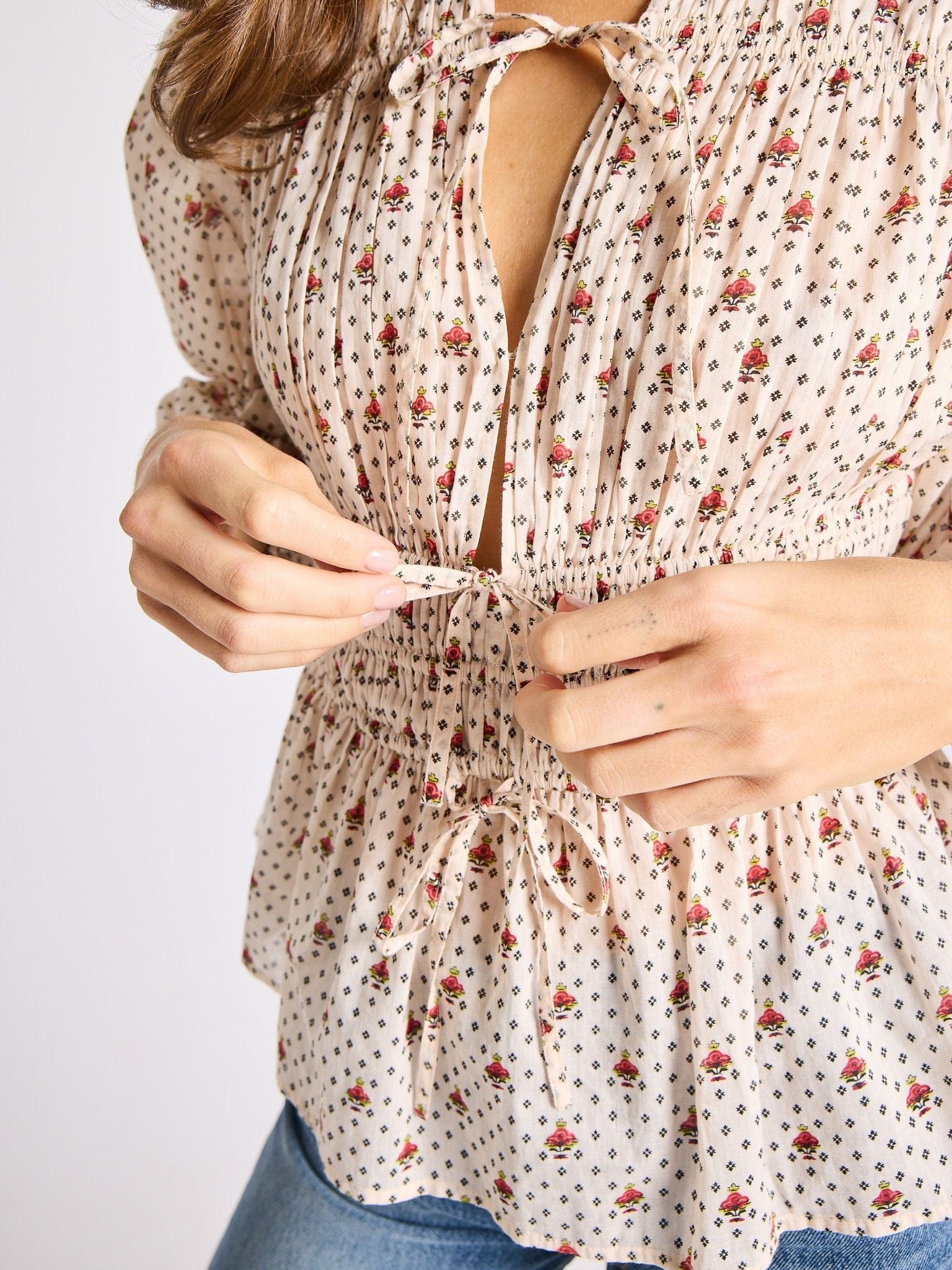 MILLE Clothing Ella Top in Blush Foulard