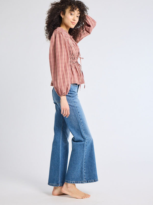 Ella Top in Rose Plaid — view 3