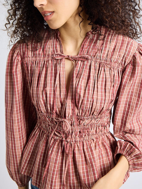 Ella Top in Rose Plaid — view 2